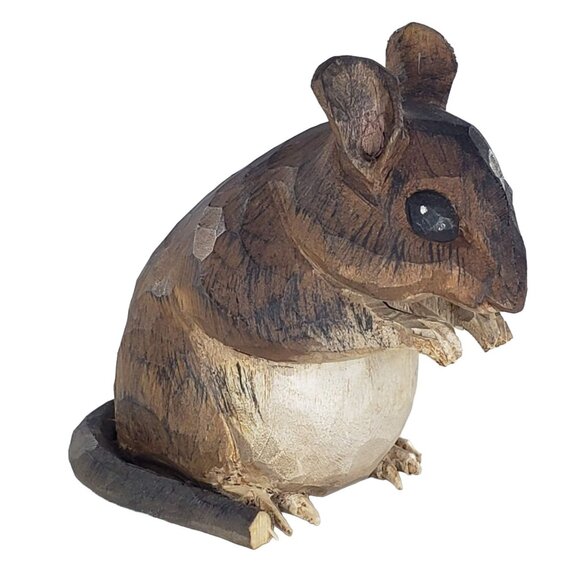 Arthur Shoemaker Mouse Wood Carved Miniature Animal Folk Art Vintage 1987 - Picture 1 of 9